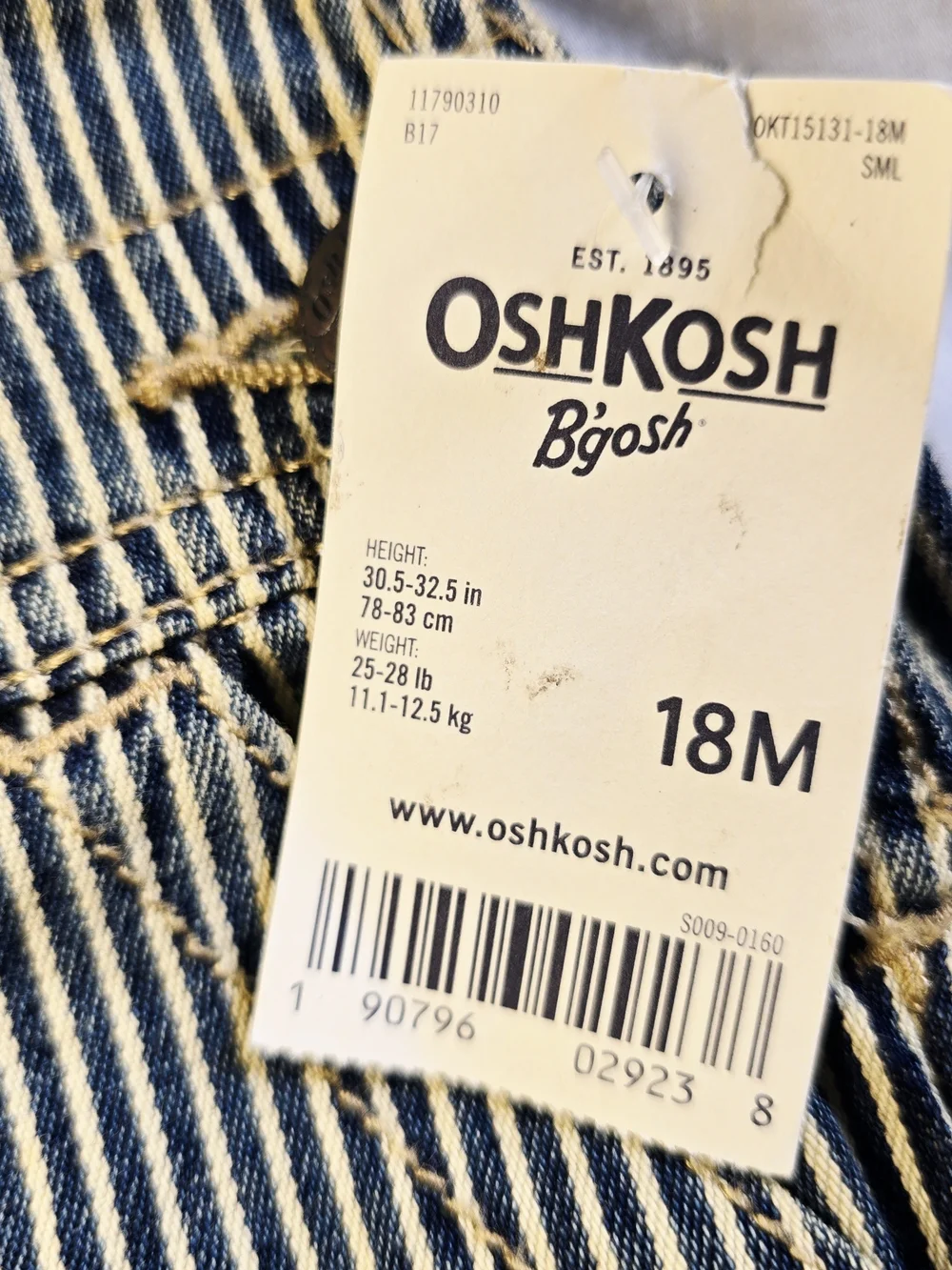 OshKosh B'gosh Striped Kids Overalls - Navy & White